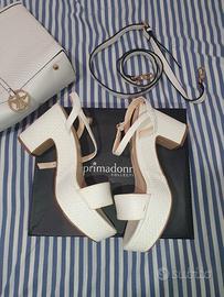 Sandali Primadonna bianchi tacco 39-Come Nuove