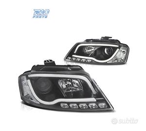 FARI AUDI A3 8P 08-12 LUCE DIURNA A TUBO FONDO NER
