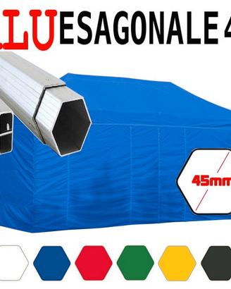 Gazebo 6x3 alluminio blu pieghevole pvc tendone