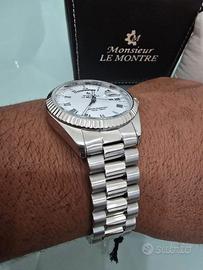 Monsieur Le Montre con quadrante bianco, (Day-Date