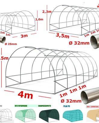 Tunnel arco acciaio gazebo serra box antigrandine
