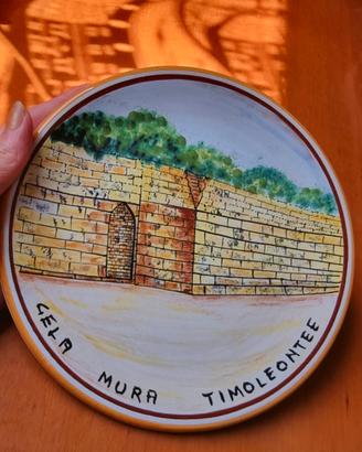 piatto  souvenir vintage ceramica multicolore 