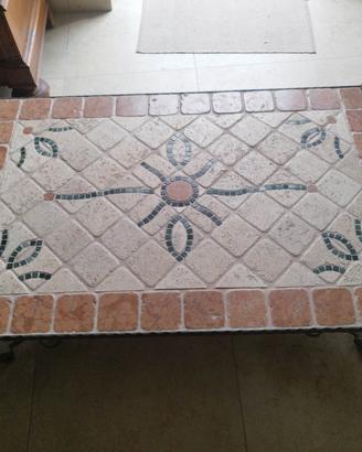 tavolino ferro battuto e mosaico artigianale 