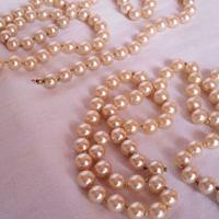 2 Fili di perle bijoutteria colore crema-champagne