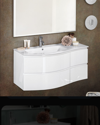 Lavandino bagno sospeso con cassettoni