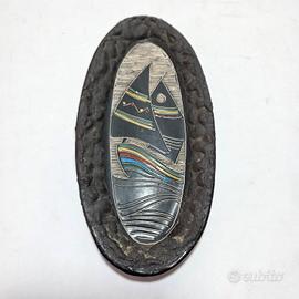 Piatto ovale ceramica artistica di Gualdo firma MG