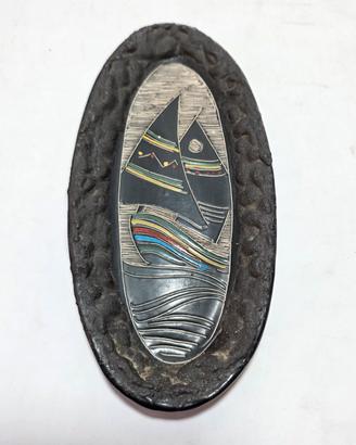 Piatto ovale ceramica artistica di Gualdo firma MG