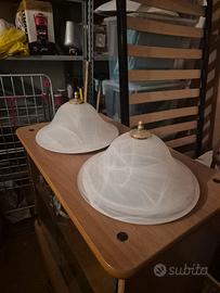 Coppia di lampadari plafoniere  in vetro 