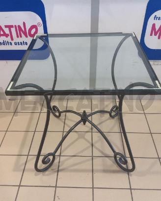 TAVOLINO VETRO QUAD FERRO BATTURO RICCIOLI