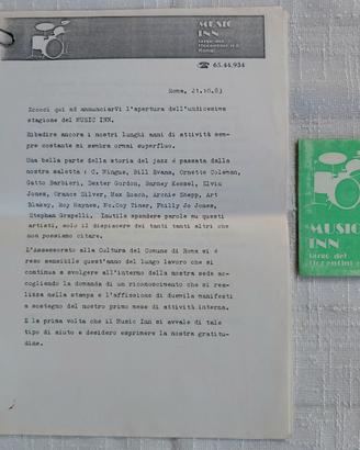 MUSIC INN Roma 1983 Programma + Tessera Vergine