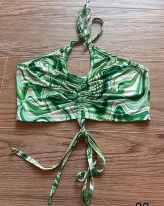 Top Crop Halter Verde Astratto / Psychedelic