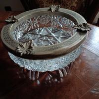 Posacenere d'epoca in argento e cristallo