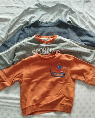 Set 4 felpe bambino 18-24 mesi/2 anni