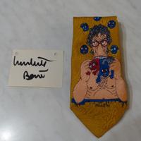 Cravatta Forattini, raffigurato Bossi + autogra