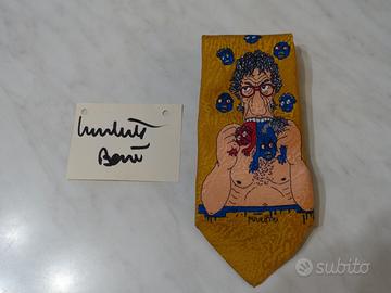 Cravatta Forattini, raffigurato Bossi + autogra