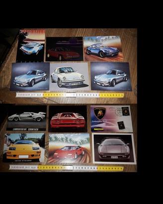Set 12 Cartoline Auto d'epoca Porsche Lamborghini