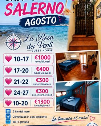 Last minute ferragosto salerno 7 posti 2km dal mar