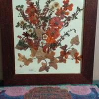 Quadro con cornice noce fiori secchi pressati