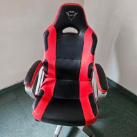 Sedia gaming GXT nero/rosso girevole con ruote