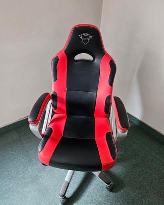 Sedia gaming GXT nero/rosso girevole con ruote