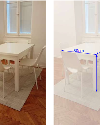 Tavolo bianco compatto e 4 sedie coordinate