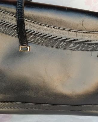 Borsa a spalla vntage Esseppi in pelle nera