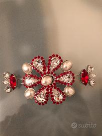 Spilla cristalli e perle Intrend