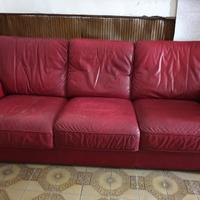 Divano con due poltrone in vera pelle