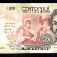 RARA CENTOMILA 100000 LIRE CARAVAGGIO NUMERI BASSI