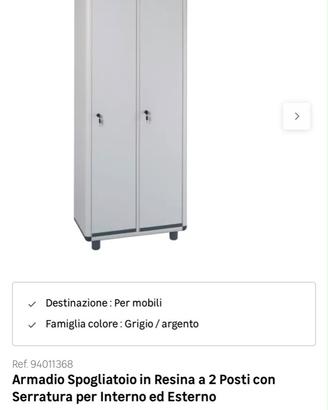 Armadio spogliatoio in resina