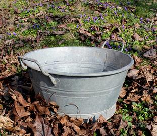 Tinozza Zinco Vintage 45x23cm - Fioriera Rustica