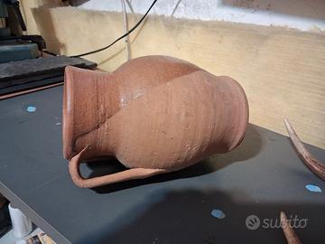 Anfora vaso contenitore terracotta manici smalto 