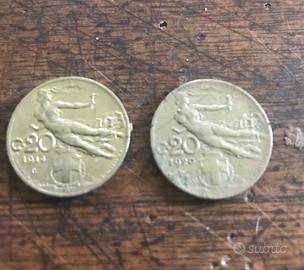 Monete 20 cent Italia 1914 e 1920