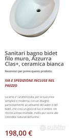 bidet filo muro linea Azzurra