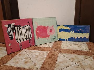 Set di 3 Quadretti per Cameretta Bimbi