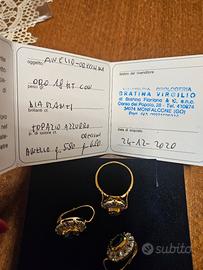 orechini e anello in oro 18k e diamanti