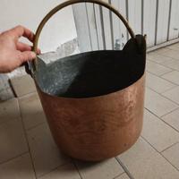 Paiolo secchio di rame antico