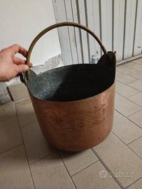 Paiolo secchio di rame antico