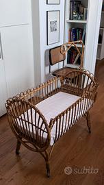 Culla vintage in vimini – stile boho come nuova