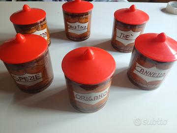 set di barattoli portaspezie vintage anni 60/70