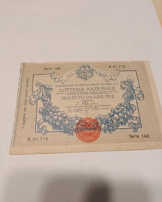 biglietto lotteria nazionale 1906