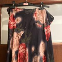 Gonna lunga di seta Blu Marine