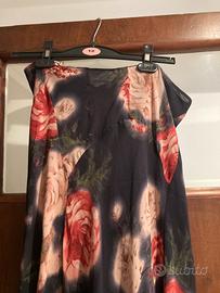 Gonna lunga di seta Blu Marine