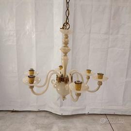 Lampadario a 6 bracci in vetro stile Murano