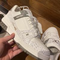 Sneakers in pelle di coccodrillo unisex marrone