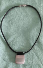 girocollo uomo in caucciù, ciondolo acciaio Breil