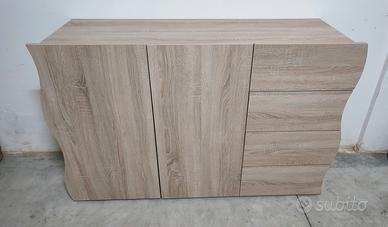 Mobile Comò 2 ante 4 cassetti Rovere segato.
