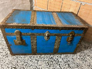 Antica Cassapanca in Legno Baule Vintage Forziere