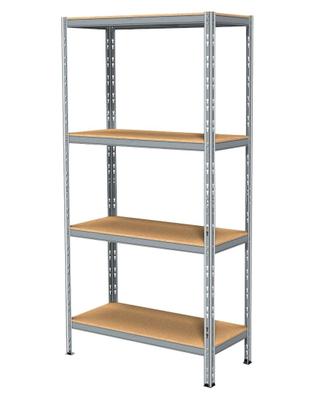 Scaffale in legno e metallo con 4 ripiani