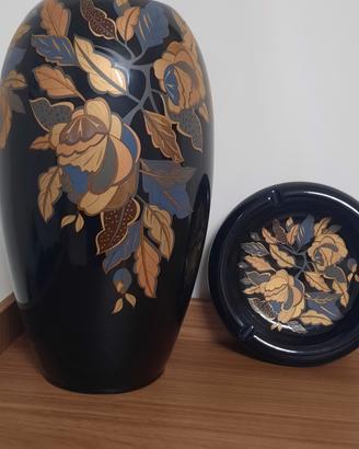 Grande vaso dipinto a mano  con ceneriera 